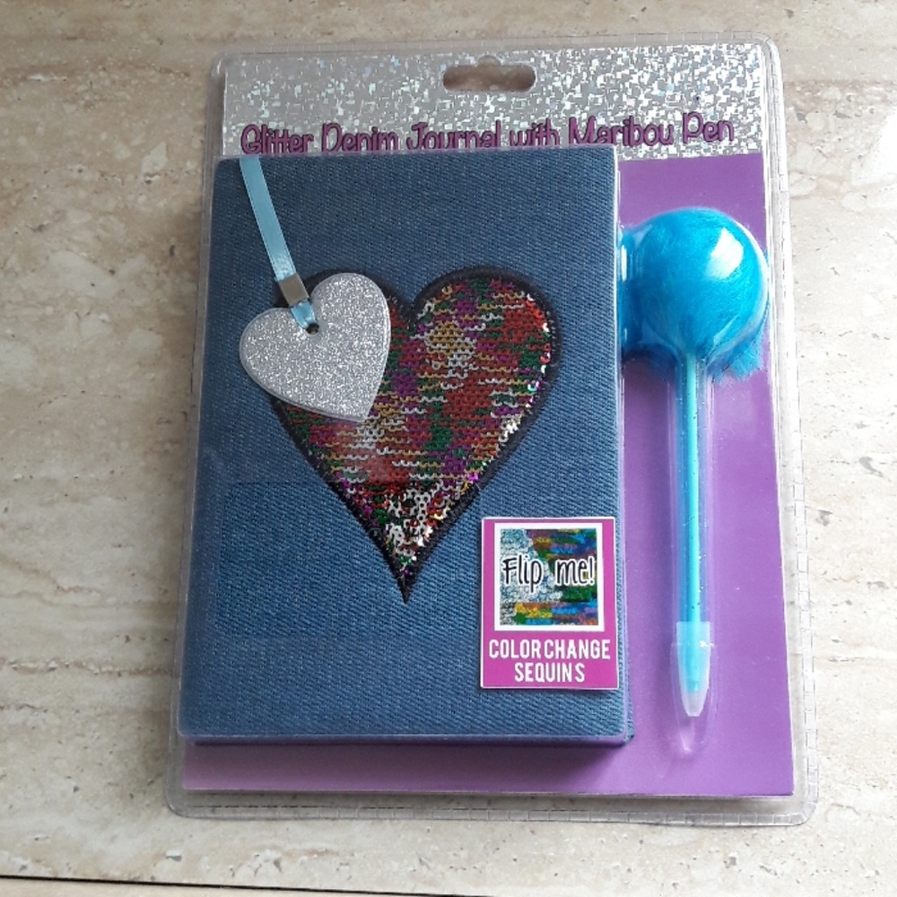 Glitter denim journal with Malibou pen